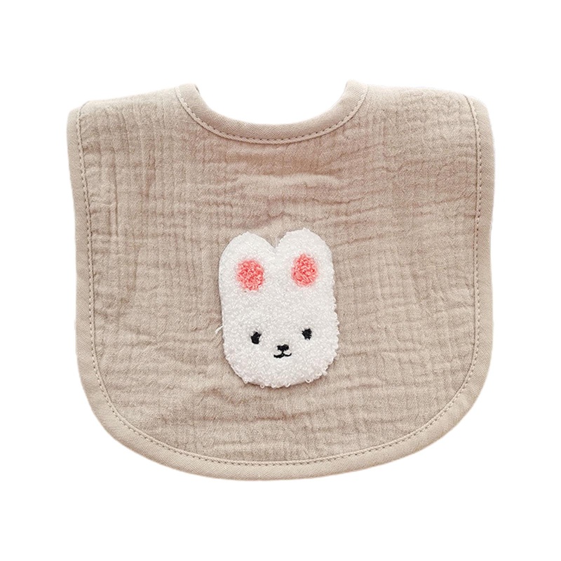 Yếm Ăn Vải Cotton Thấm Hút In Hoạt Hình Thỏ Đáng Yêu Cho Bé