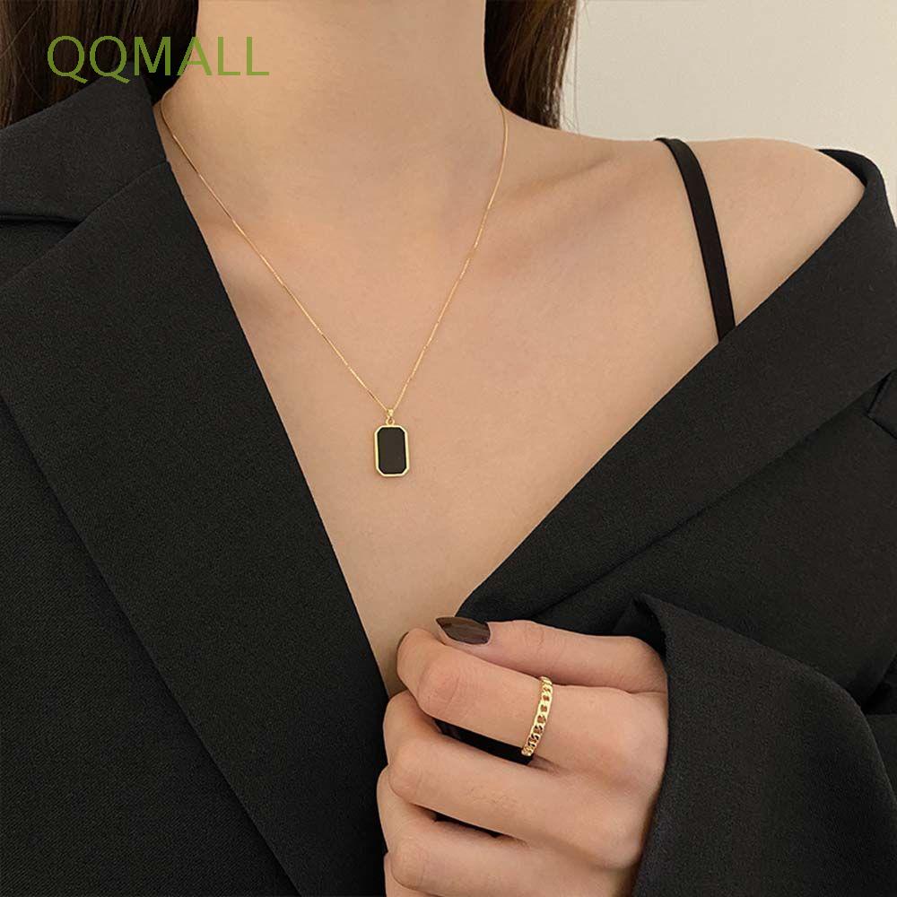 Vòng cổ Hợp Kim Mặt Vuông Nhiều Màu Sắc Phong Cách Hàn Quốc Dành Cho Nữ