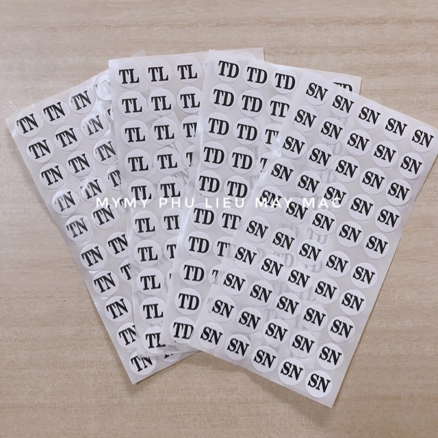 Decal size dán chữ TN TL TD SN