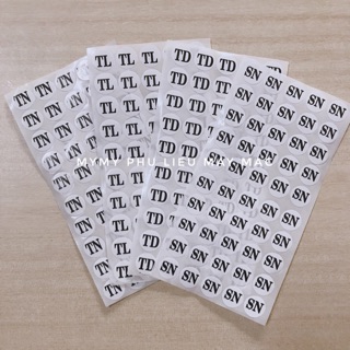 Decal size dán chữ TN TL TD SN