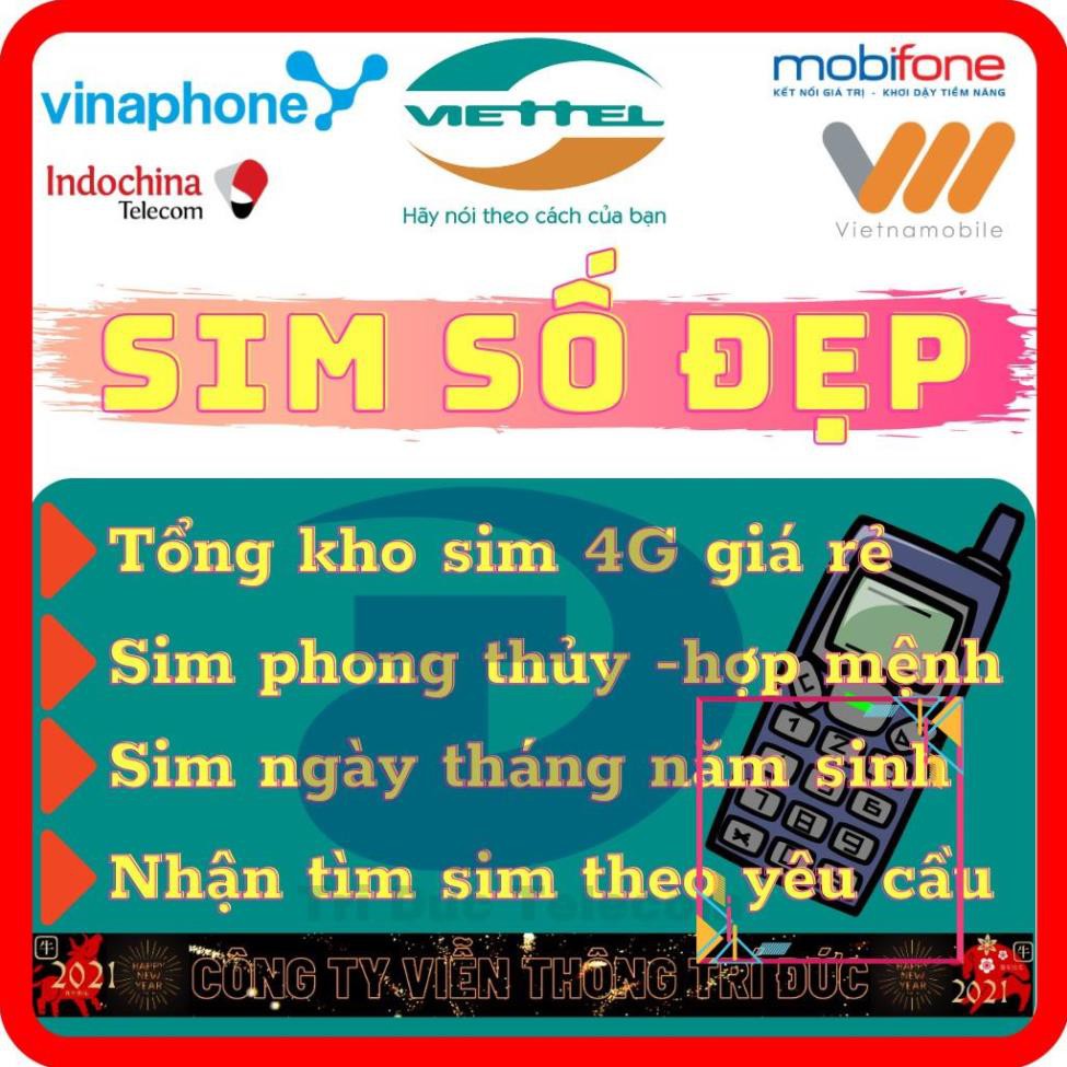 Sim 4G Viettel V120-v120z Sim Số Đẹp chọn lọc giá rẻ Data 60Gb/tháng - Gọi miễn phí - Sim đẹp phong thủy cao tự chọn số