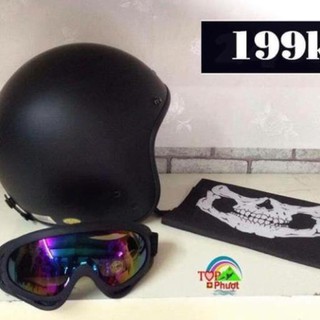 [FreeShip]  Combo Mũ 3/4 Kính Uv Khăn Đa Năng