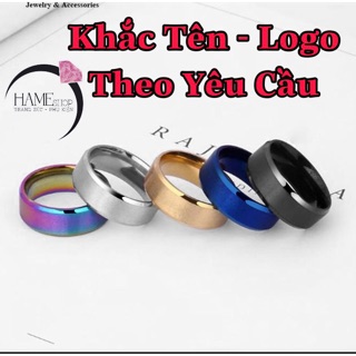Nhẫn Khắc Tên Theo Yêu Cầu Bản To 8MM - Thép Không Rỉ