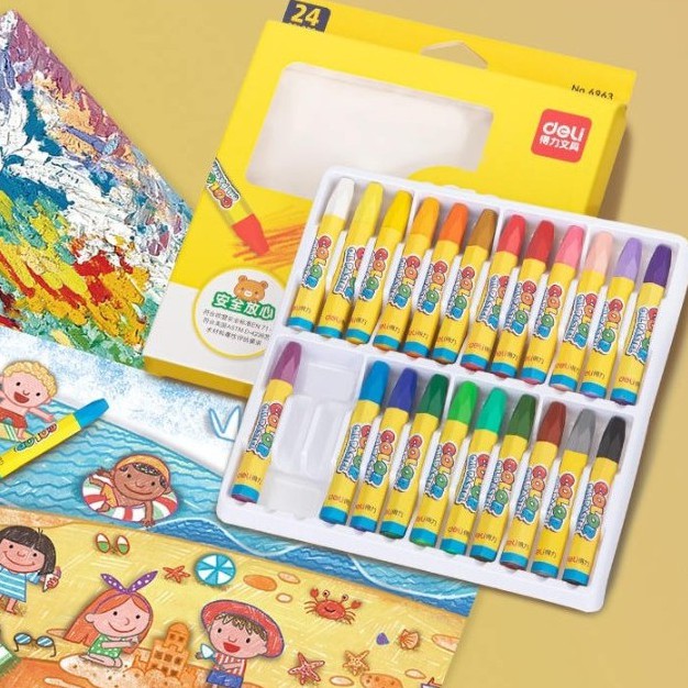 Bút màu sáp dầu cho bé học vẽ tập vẽ tập tô Hiệu Deli MH: 700210017