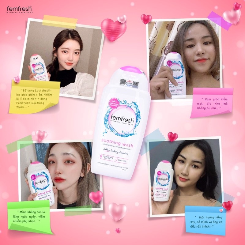 Dung dịch vệ sinh phụ nữ femfresh soothing wash 250ml Healthy Care Hoa sen hồng, tinh chất Cúc la mã