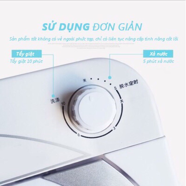 Máy giặt mini bán tự động nhà ít người và đồ em bé giặt tối đa 6,5kg smart_homehome gd156