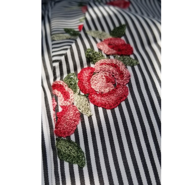 Quần dài ống rộng chất kate thêu hoa