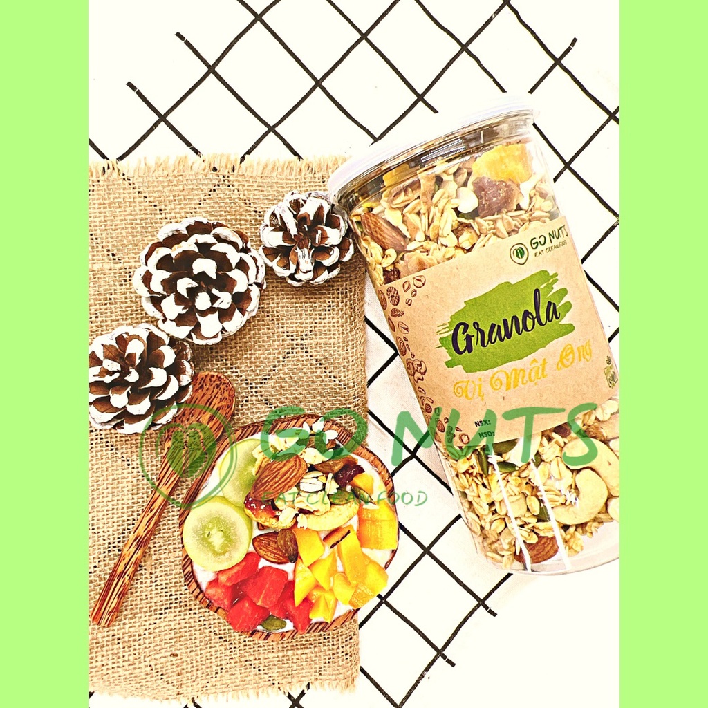 Granola 500g GO NUTS không đường Ngũ cốc dinh dưỡng hỗ trợ giảm cân ăn kiêng healthy thuần chay