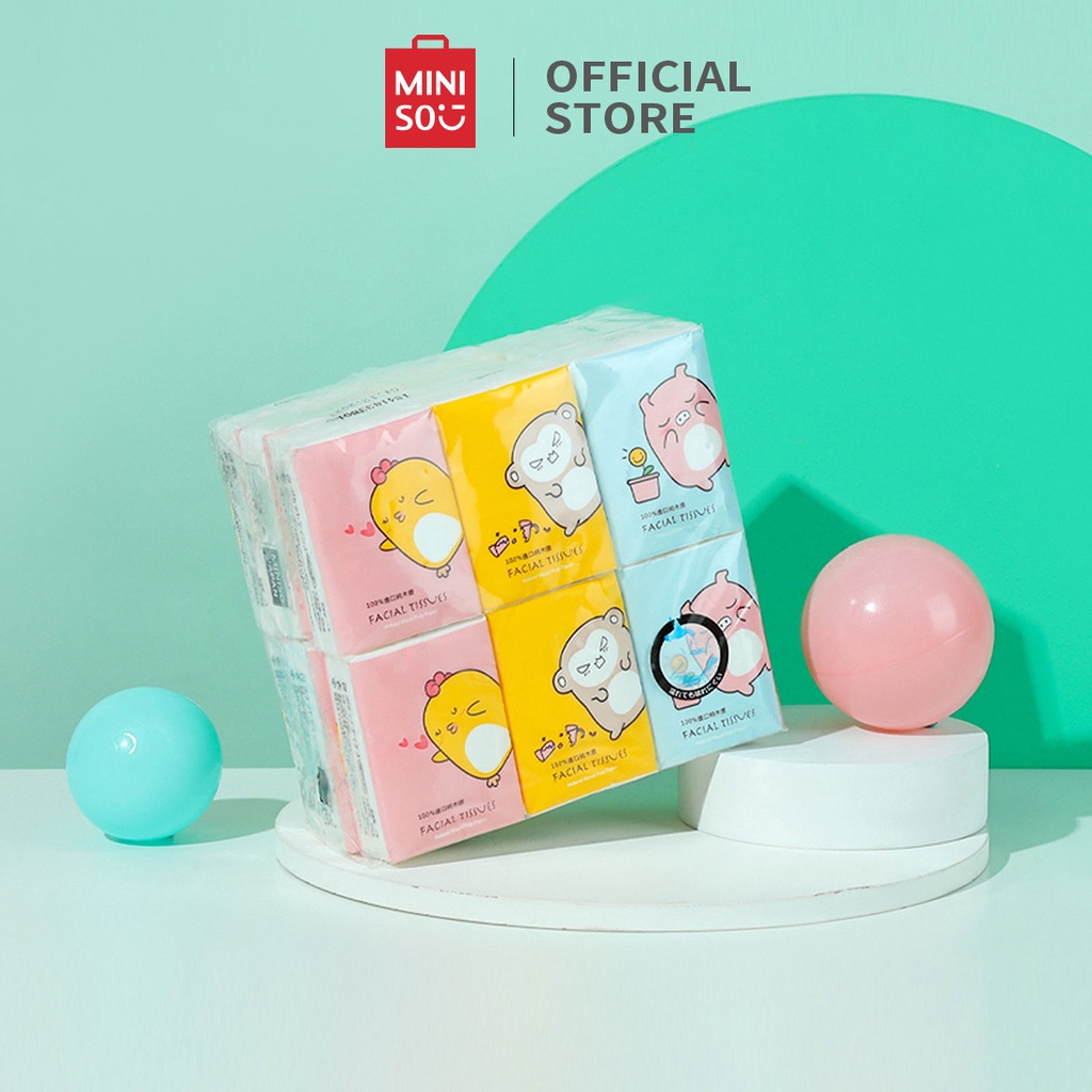 giấy ăn gói Khăn giấy lụa Miniso bỏ túi Z-cartoon 18 gói - Hàng chính hãng