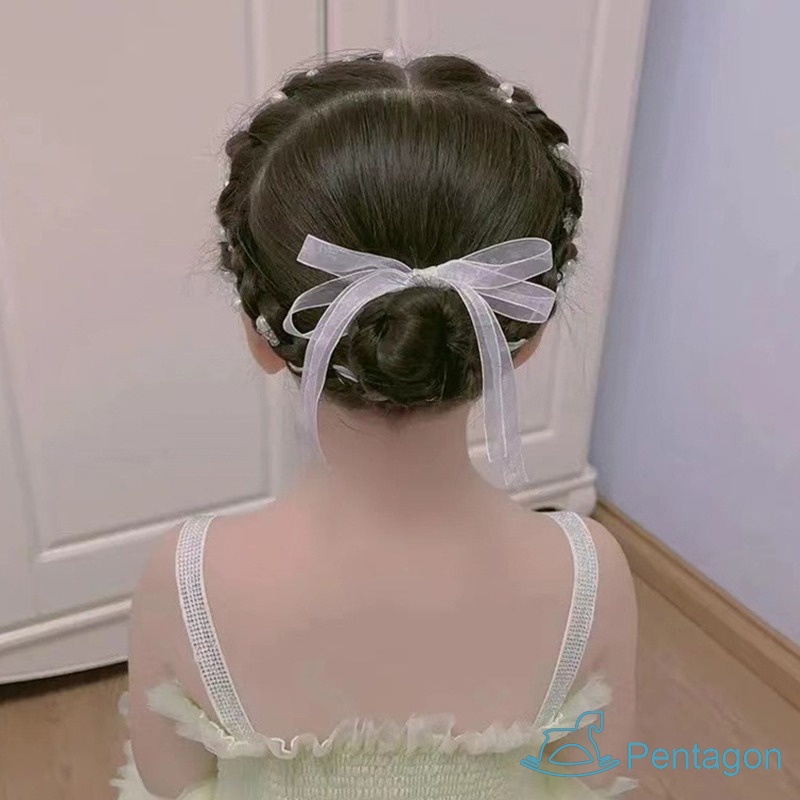 Dây Cột Tóc Thắt Nơ Phối Hạt Ngọc Trai Phong Cách Nhật Hàn Ngọt Ngào