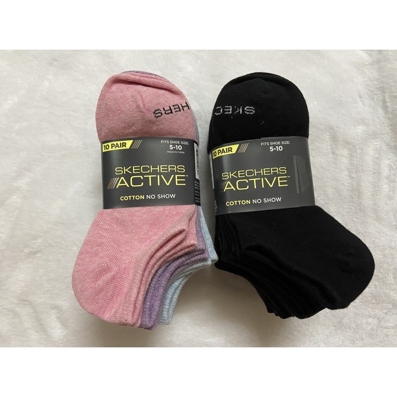 [Bill Mỹ] Set 10 đôi vớ/tất Skechers Active Cotton No Show Nữ cổ thấp