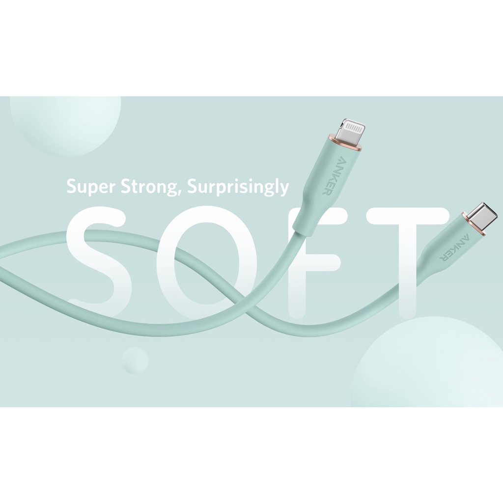 Dây sạc nhanh 20W ANKER Powerline III Flow Type C To Lighting Sạc nhanh PD 18W 30W - A8662 dài 0.9 Mét A8663 dài 1.8 Mét