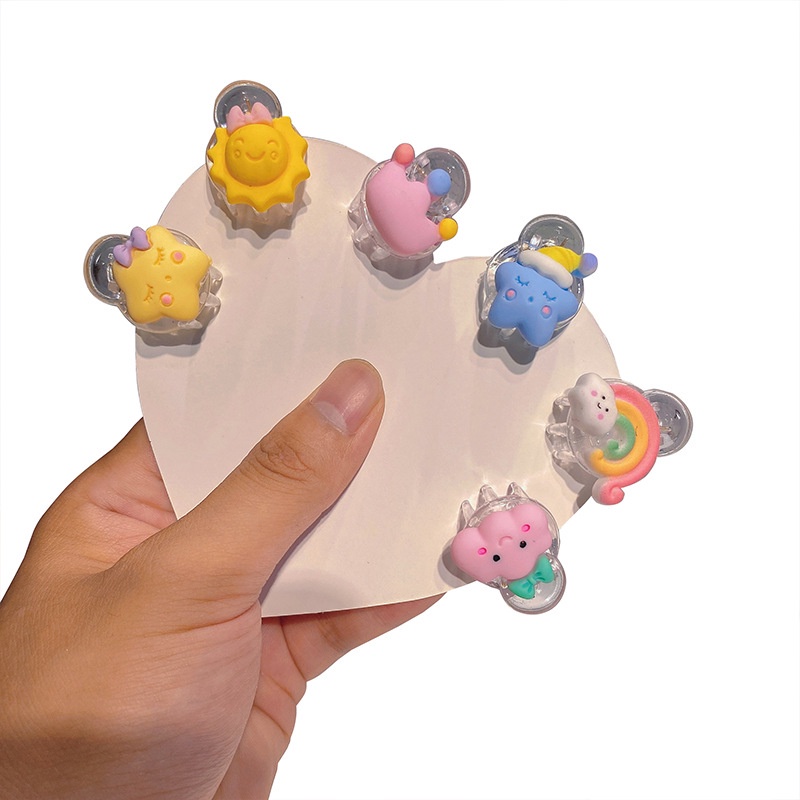 MVP2378 Kẹp Tóc Mini Hình Cầu Vồng / Mặt Trời / Ngôi Sao / Đám Mây Dễ Thương Cho Nữ