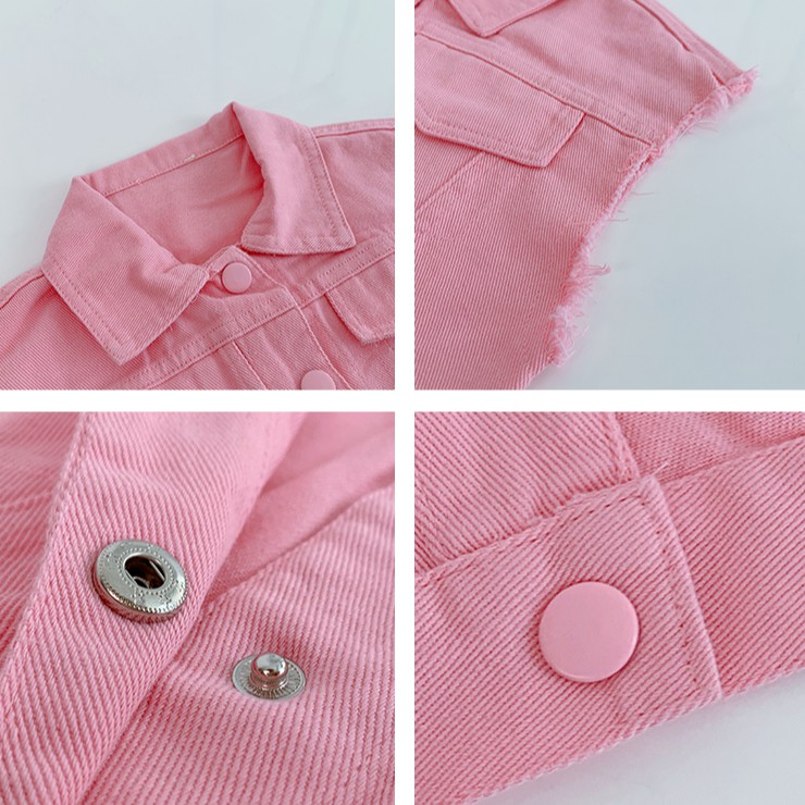 Áo Khoác Denim Sát Nách Cho Bé Gái