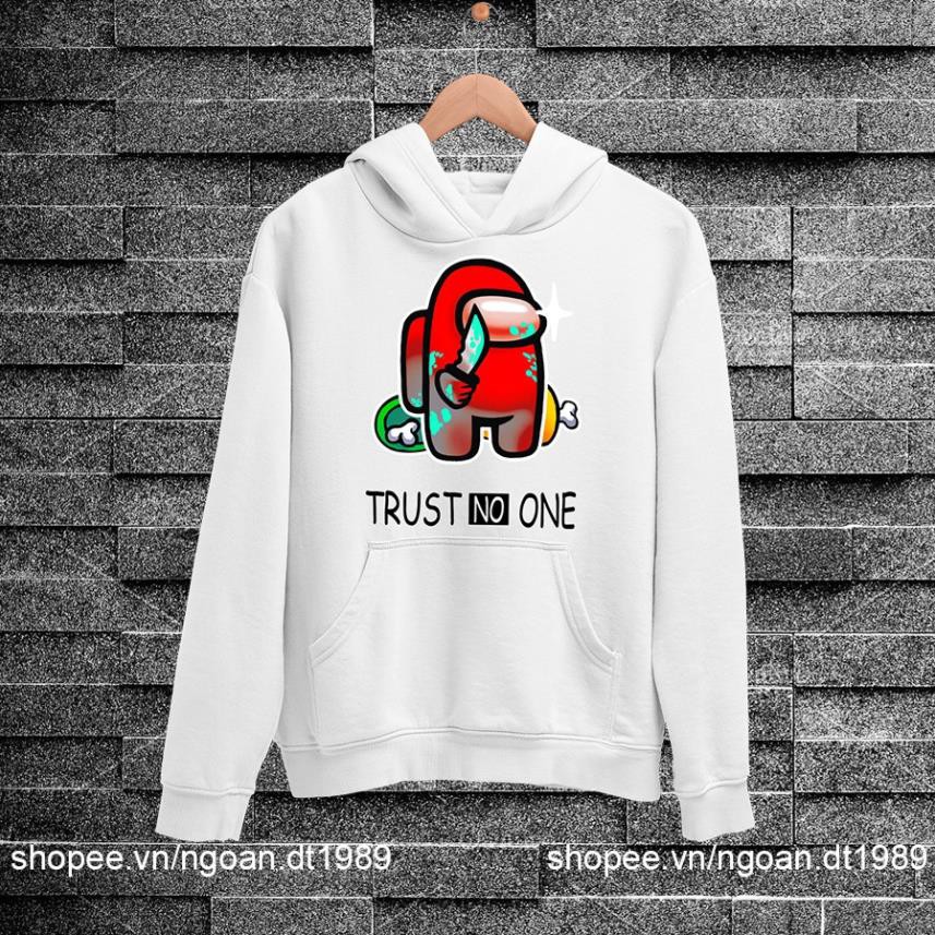 HOT - Áo Hoodie Among US TRUST NO ONE 2 Màu Đen Và Trắng Chất Nỉ mát | BigBuy360 - bigbuy360.vn