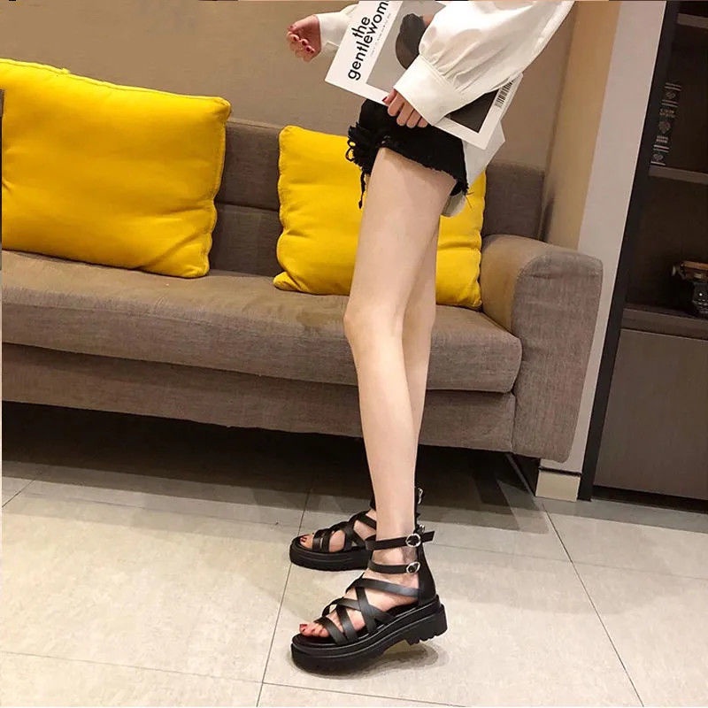 Giày Sandal Nữ Đế Xuồng Dây Đan Chéo Phiên Bản Hàn Quốc Mùa Hè Mới