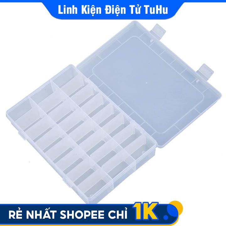 Hộp Nhựa Trong Suốt 24 Ngăn Đựng Linh Kiện Điện Tử