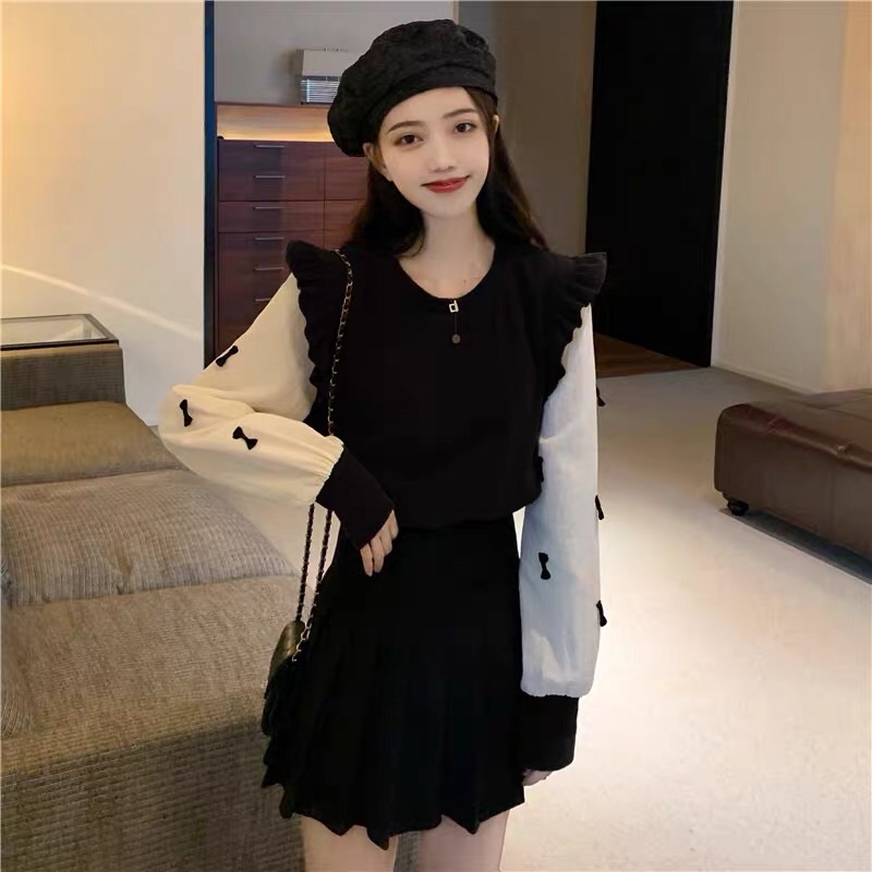 2021 áo len thiết kế sang trọng ngọt ngào dài tay tiểu thư❤️
