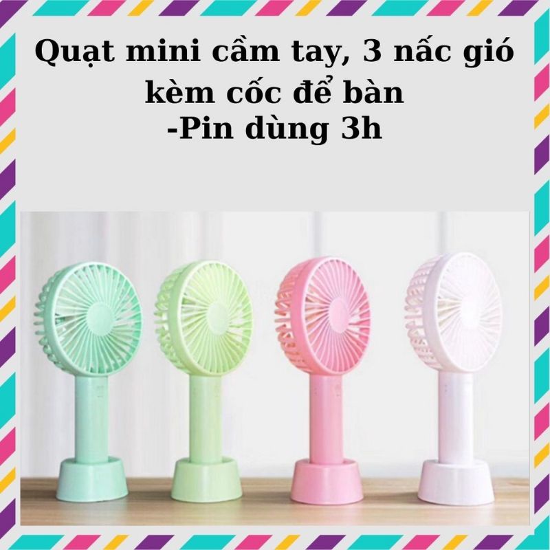 Quạt Cầm Tay Mini ,Quạt Cầm Tay 3 Tốc Độ Pin Cực Trâu