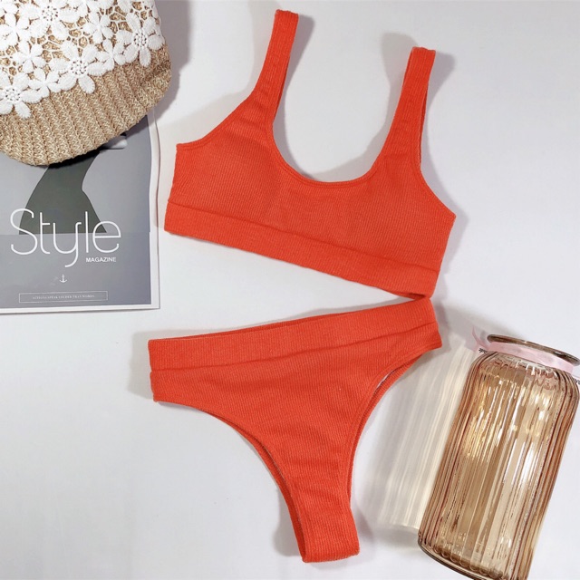 Set bikini 2 mảnh cạp cao đơn giản | BigBuy360 - bigbuy360.vn