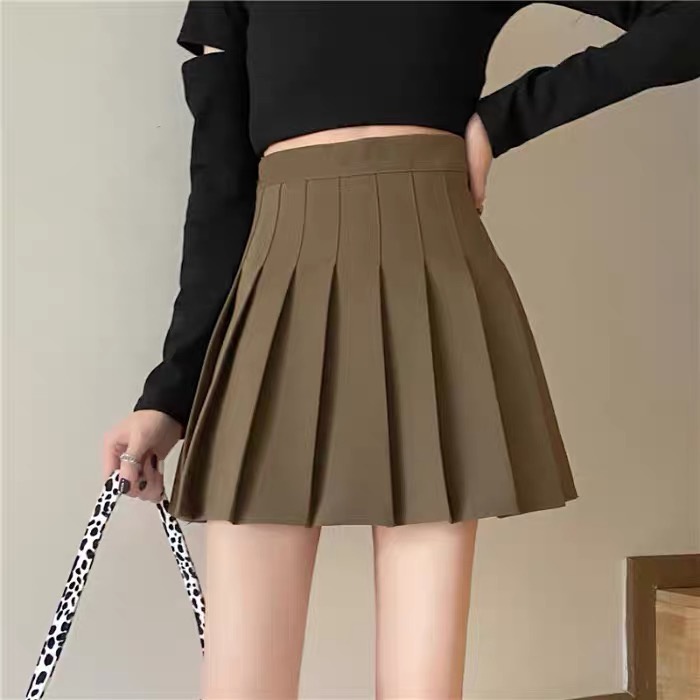 Chân váy Tennis nâu tây xinh xắn tiểu thư dáng xoè chữ A