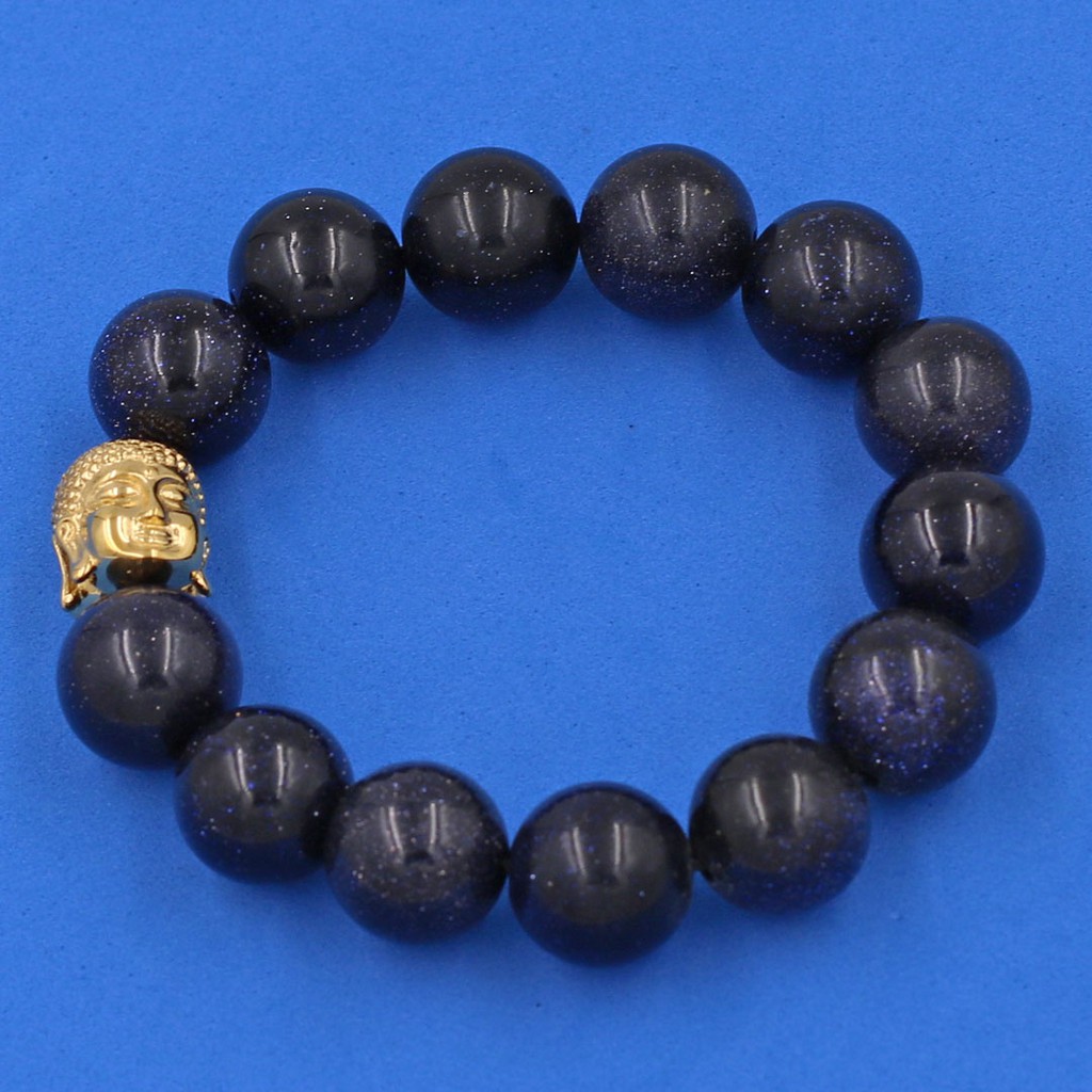 Vòng đeo tay Lam Sa 14 ly charm hạt Phật A Di Đà inox VLSNLT14 - Hợp mệnh Thủy, mệnh Mộc