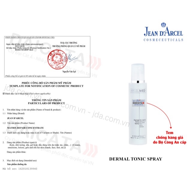 [TRỢ GIÁ] Xịt khoáng Jean D'arcel_ Dermal Tonic Spray