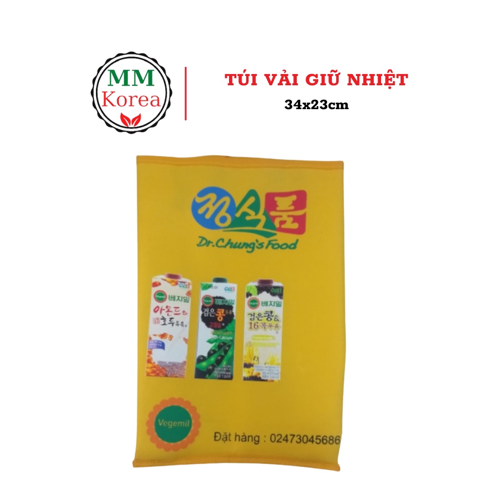 Túi vải siêu thị Vegemil Hàn Quốc có quai sách - Túi vải giữ nhiệt đồ ăn, đựng đồ, vật dụng cá nhân