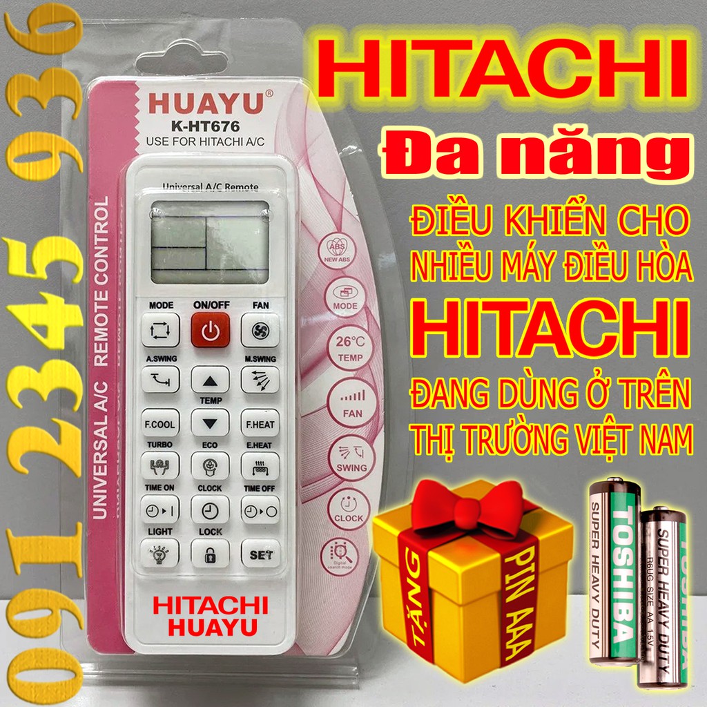 Điều khiển HITACHI "Đa Năng" HUAYU + "HÀNG ĐẸP" cho điều hòa. (Mẫu số 5)