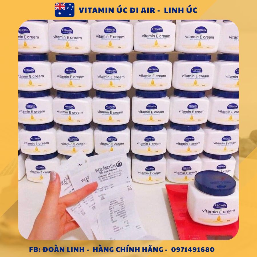 Kem dưỡng Redwin Vitamin E Cream  Úc chính hãng, Hàng chuẩn Úc đi air,Kem dưỡng da Vitamin e redwin úc vitamine Cream