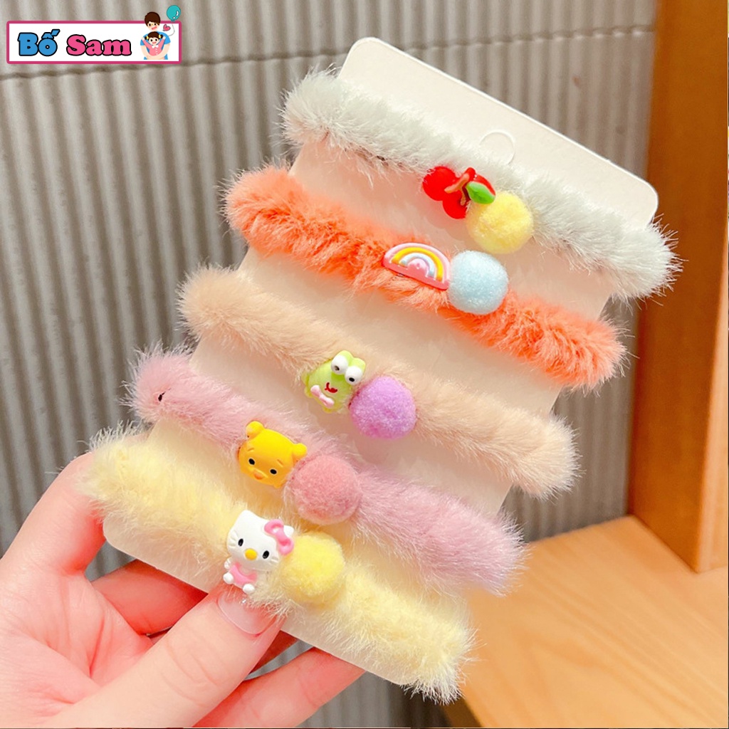 Dây buộc tóc cho bé gái lông xù Hàn Quốc hình thú đáng yêu Shop Bố Sam