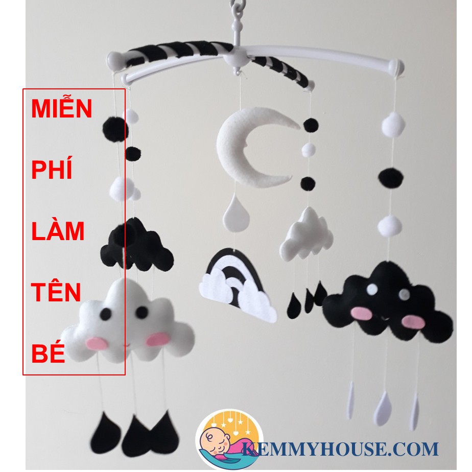 (Cực rẻ) Mẫu treo nôi đen trắng handmade kích thích thị giác cho bé