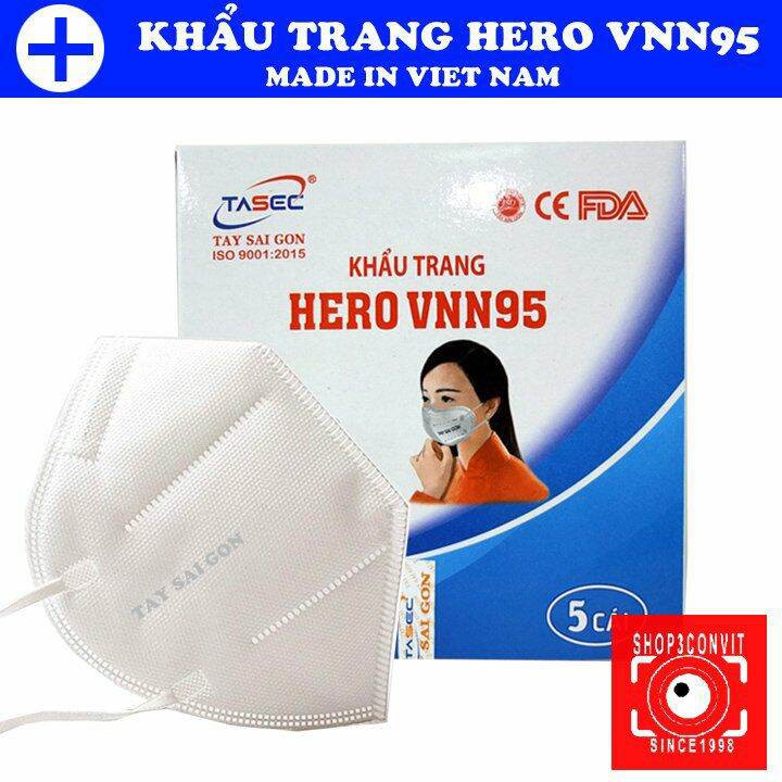 khẩu trang y tế hero VNN95 màu xanh trắng xám