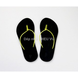 Dép xốp nữ quai kẹp đế cao su 1 phân đen sợi đơn xanh lá mạ bảo hành 6 tháng