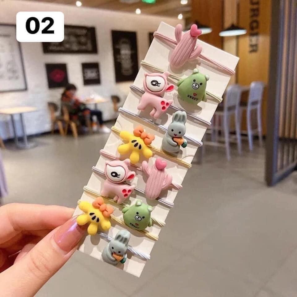 Set 10 thun buộc tóc ngộ nghĩnh cho bé