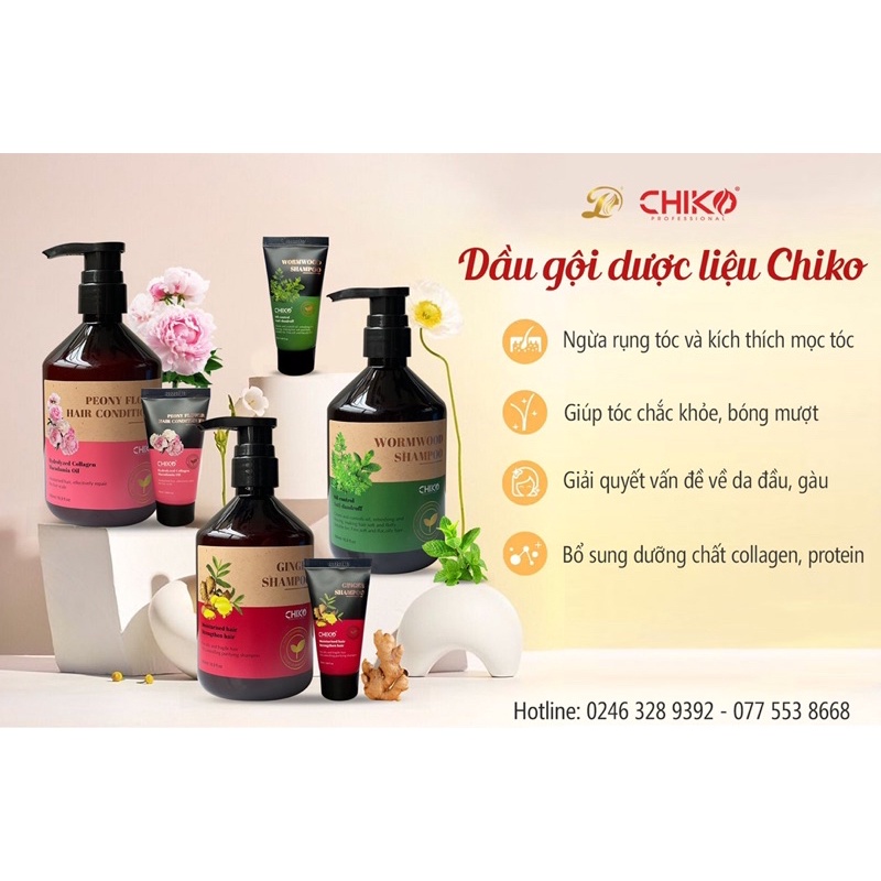 Bộ 3 Gội Xả Dược Liệc Chiko giải pháp cho tóc rụng, khô xơ