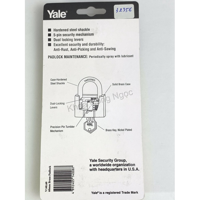 Khóa bấm Yale V140 50/60mm chính hãng