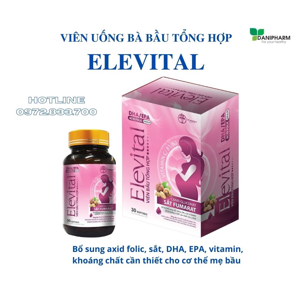 Viên uống bà bầu tổng hợp ELEVITAL, bô sung DHA, sắt