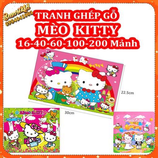 Tranh Xếp Hình Mèo Kitty 9 16 40 60 100 200 Mảnh Bằng Ghép Hình Xếp Hình Cho Bé