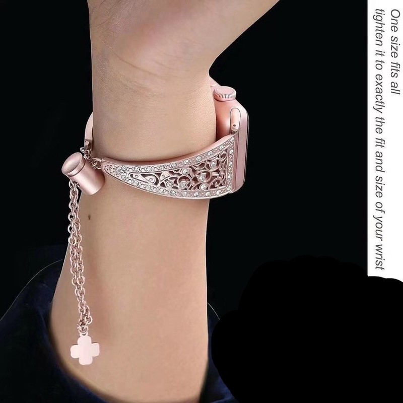 Dây đeo đồng hồ bằng thép không gỉ đính đá cho Apple Watch 38MM 42MM 40mm 44mm Series 6 SE 5 4 3 2 1