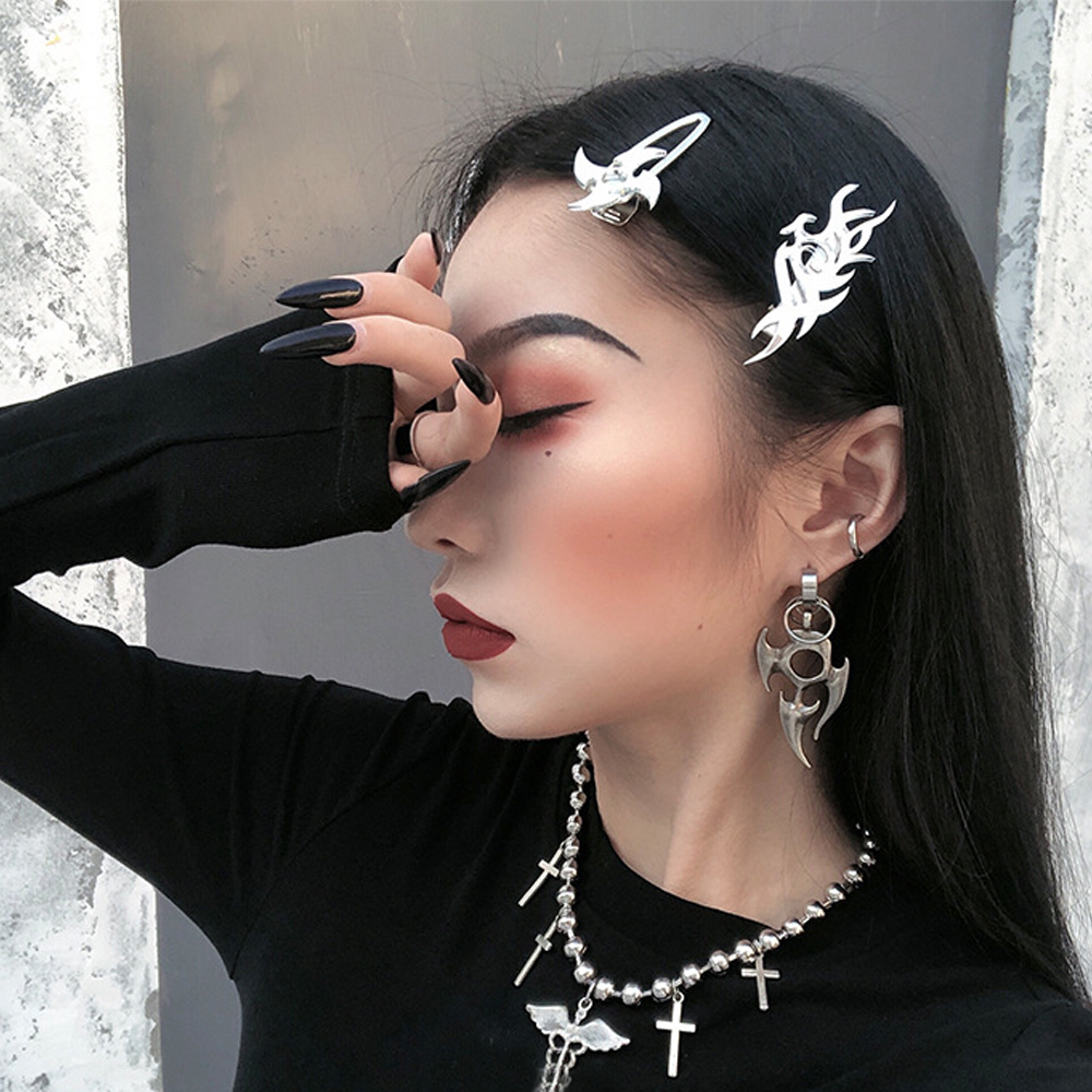 Kẹp Tóc Hình Rồng Bằng Acrylic Phối Kim Loại Kiểu Harajuku Thời Trang