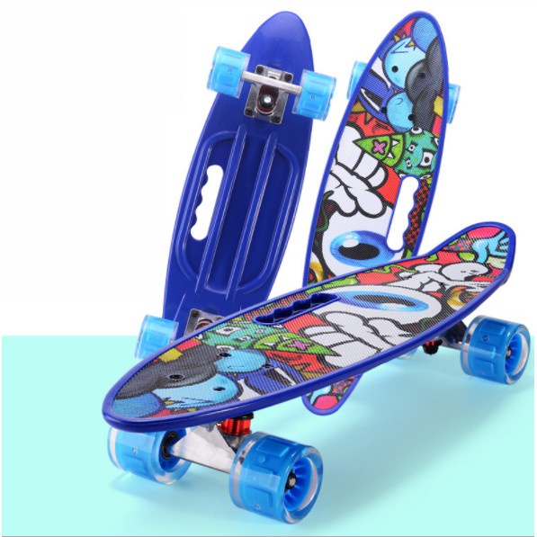 Ván trượt Skateboard Penny có tay cầm nhiều màu 4 bánh đèn led phát sáng