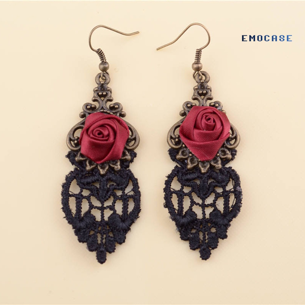 Bông Tai Phối Ren Hoa Phong Cách Gothic Thời Trang Halloween