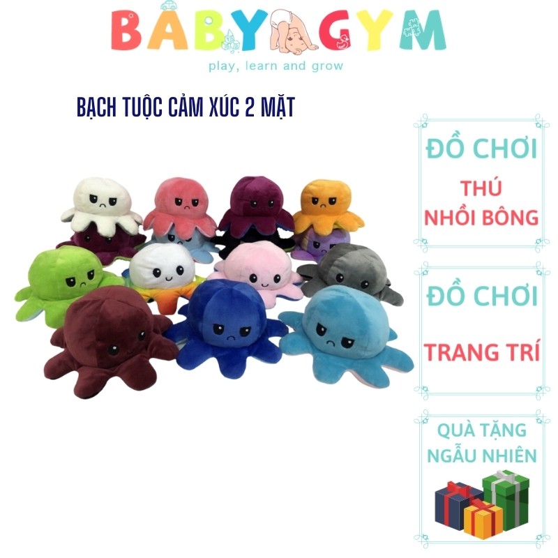 Gấu Bông Bạch Tuộc Hai Mặt Biểu Cảm Nhiều Màu Dễ Thương 30cm - Bạch Tuộc Cảm Xúc Chất Liệu Bông Cao Cấp