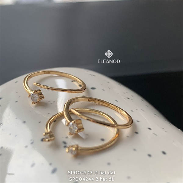 Nhẫn nữ hở bạc 925 Eleanor Accessories phụ kiện trang sức đính đá đơn giản