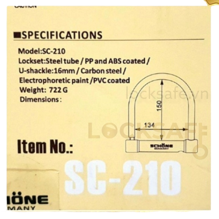 Ổ Khóa Chữ U SCHONE-SC210, SC-200 Chống Trộm Xe Chính Hãng Tiêu Chuẩn Đức