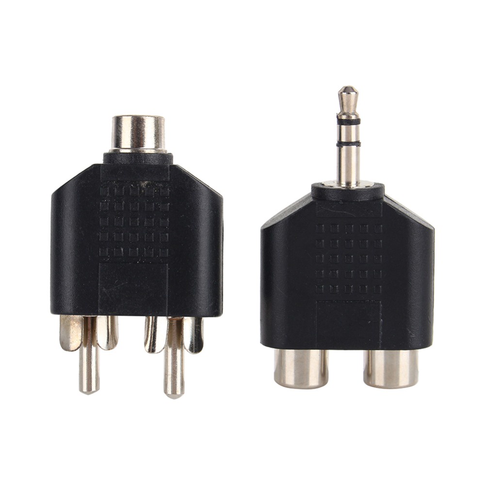 Set 2 đầu chia cổng âm thanh 3.5mm sang 2 RCA hình chữ Y màu đen