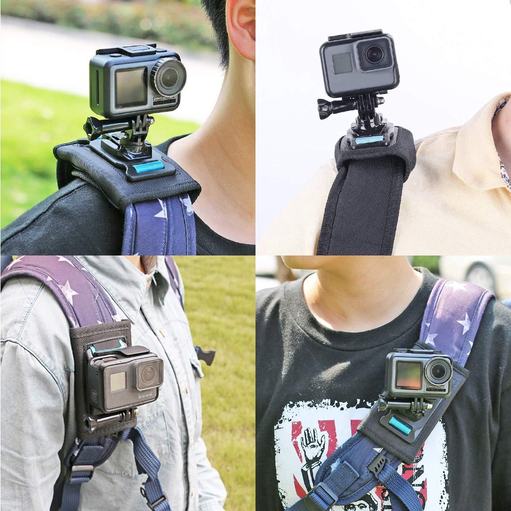 Backpack Shoulder Strap Mount with 360°Rotation Hook for GoPro Hero 8/7/6/5/4 DJI OSMO Action Xiaoyi 4K Insta 360 Cameragopro 9