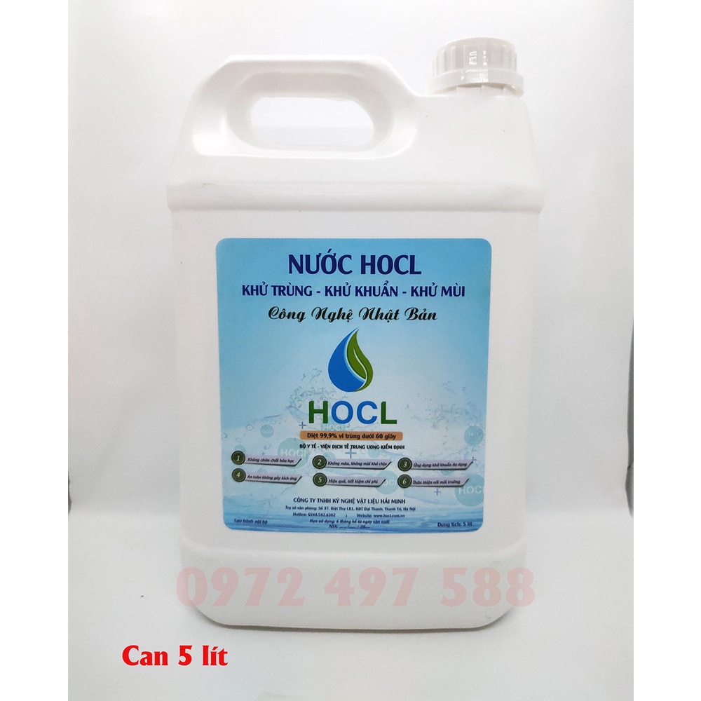 Combo 2 can nước khử khuẩn HOCL 5 lít TẶNG kèm bình xịt 500ml
