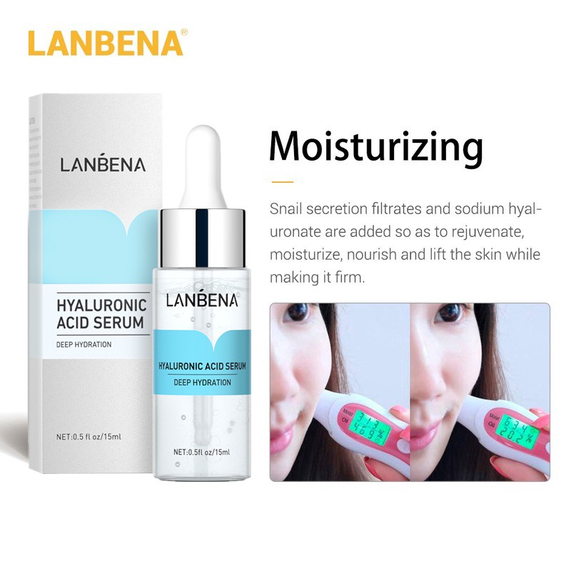 Serum dưỡng ẩm LANBENA Hyaluronic Acid/ Vitamin C/ 24K Vàng Sáu Peptide làm trắng da chống lão hóa 15ml